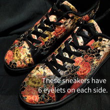 Load image into Gallery viewer, Mens Vegan Leather Sneakers – Peony Crest Red & White