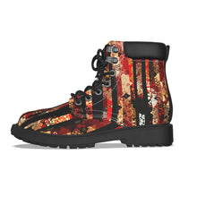 Laden Sie das Bild in den Galerie-Viewer, Unisex-Stiefel aus veganem Leder – Streifen Rot