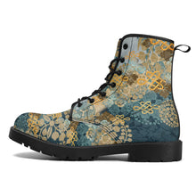 Load image into Gallery viewer, Japanese Kimono pattern Mens Vegan Leather Boots for Men Blue
