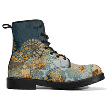 Load image into Gallery viewer, Japanese Kimono pattern Mens Vegan Leather Boots for Men Blue
