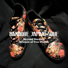 Load image into Gallery viewer, Womens Vegan Leather Sneakers – Peony Crest Black Red
