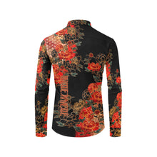 Load image into Gallery viewer, Peony crest art Black Long sleeve Shirt
