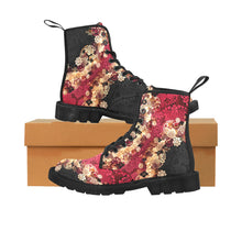 Load image into Gallery viewer, Japanese Kimono pattern Canvas Boots Black Red for Women
