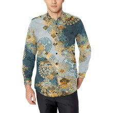 Load image into Gallery viewer, Japanese crest art Blue Green Long sleeve Shirt
