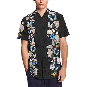 Kimono design Hawaiian Shirt with Marty Friedman Logo Butterfly Black