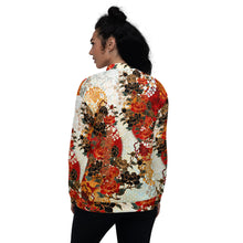 Load image into Gallery viewer, Peony crest Red White Unisex Bomber Jacket
