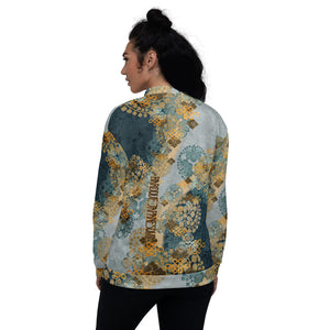 Kimono crest Blue Unisex Bomber Jacket