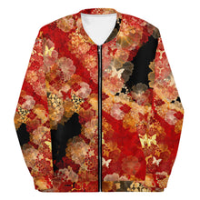 Laden Sie das Bild in den Galerie-Viewer, Kimono Crest art Schwarz Rosa Unisex Bomberjacke

