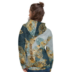Kimono crest art Felpa con cappuccio blu unisex
