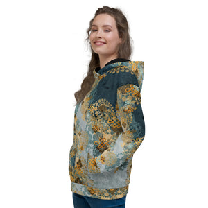 Kimono crest art Felpa con cappuccio blu unisex