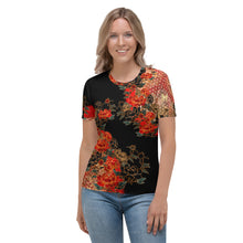 Load image into Gallery viewer, Peony crest Black Women&#39;s T-shirt
